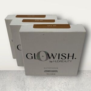 Huda Beauty GloWish Luminous Pressed Powder 08 TAN Full Size New LOT OF 3‎